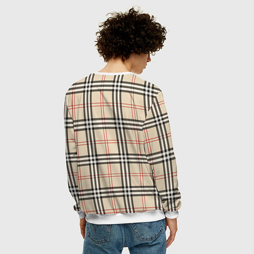 Мужской свитшот Стильная клетка - шотландка / 3D-Белый – фото 4