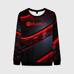 Свитшот мужской Deadlock logo красные соты и неон, цвет: 3D-черный