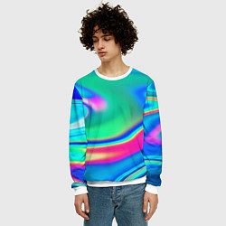 Свитшот мужской Неоновые голографические краски - светло-голубоват, цвет: 3D-белый — фото 2