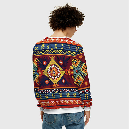 Мужской свитшот Стиль советского ковра узоры и орнамент / 3D-Белый – фото 4