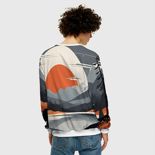 Мужской свитшот Горы медведь геометрия / 3D-Белый – фото 4
