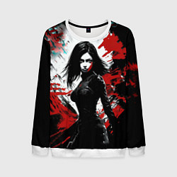 Свитшот мужской Девушка воин, цвет: 3D-белый