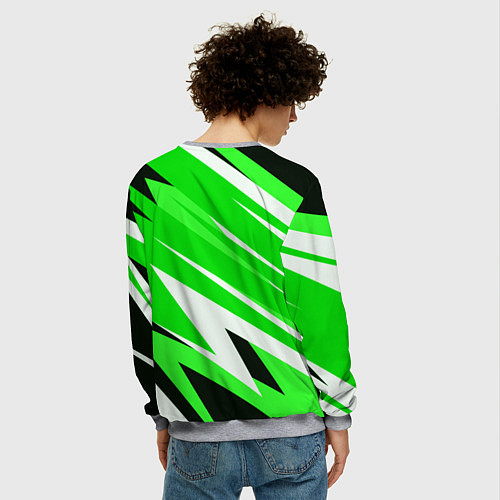Мужской свитшот Geometry stripes green / 3D-Меланж – фото 4