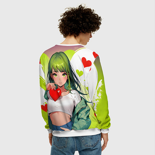 Мужской свитшот Аниме сердечки / 3D-Белый – фото 4