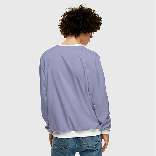 Мужской свитшот Эмоция хандры - бледно-фиолетовый / 3D-Белый – фото 4