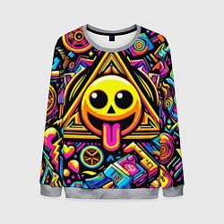 Свитшот мужской Красочный паттерн со смайликом - нейроарт, цвет: 3D-меланж