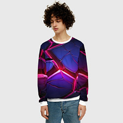 Свитшот мужской Темные синие плиты и фиолетовый свет, цвет: 3D-белый — фото 2