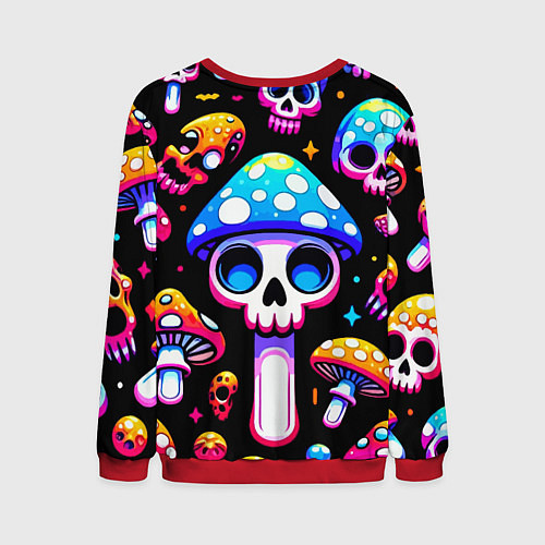 Мужской свитшот Ice cream skull and fly agaric - ai art fantasy / 3D-Красный – фото 2