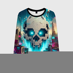 Свитшот мужской Minecraft skull - ai art fantasy, цвет: 3D-черный