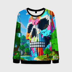 Свитшот мужской Minecraft skull - ai art fantasy, цвет: 3D-черный