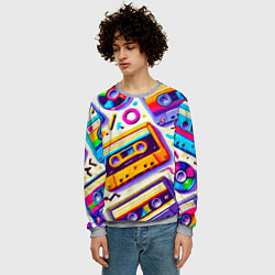 Свитшот мужской Магия микстейпов: Цветная ностальгия, цвет: 3D-меланж — фото 2