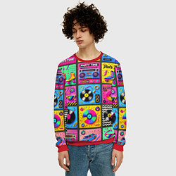 Свитшот мужской Вибрации 90-х вечеринка в стиле ретро, цвет: 3D-красный — фото 2