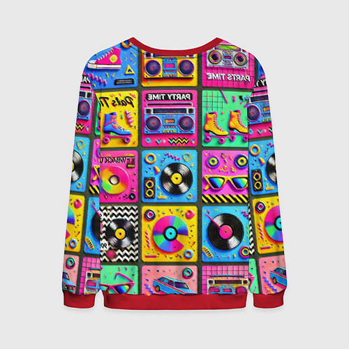 Мужской свитшот Вибрации 90-х вечеринка в стиле ретро / 3D-Красный – фото 2