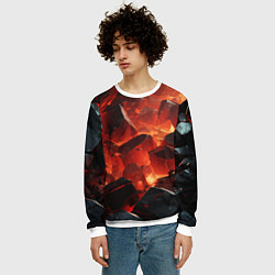 Свитшот мужской Текстура черных камней, цвет: 3D-белый — фото 2