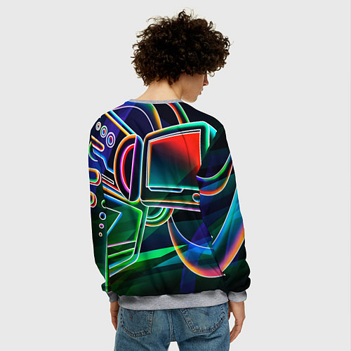 Мужской свитшот Неоновая психоделика геймер / 3D-Меланж – фото 4