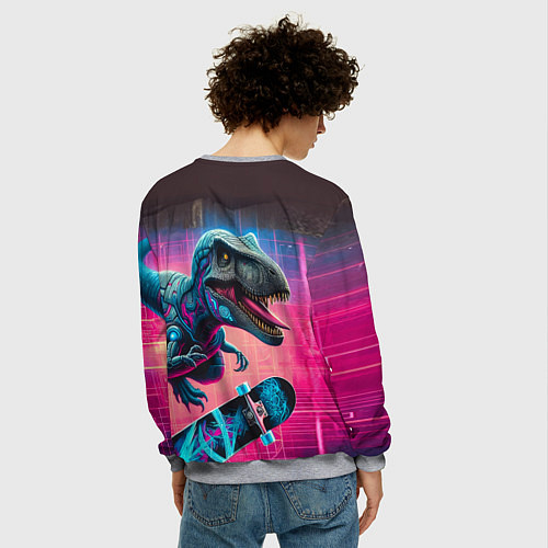 Мужской свитшот Дино крутой скейтбордист - граффити / 3D-Меланж – фото 4