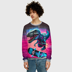 Свитшот мужской Дино крутой скейтбордист - граффити, цвет: 3D-меланж — фото 2