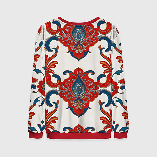 Мужской свитшот Узор красно-синий на белом фоне / 3D-Красный – фото 2