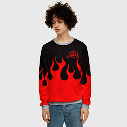 Свитшот мужской Linkin park logo fire, цвет: 3D-меланж — фото 2