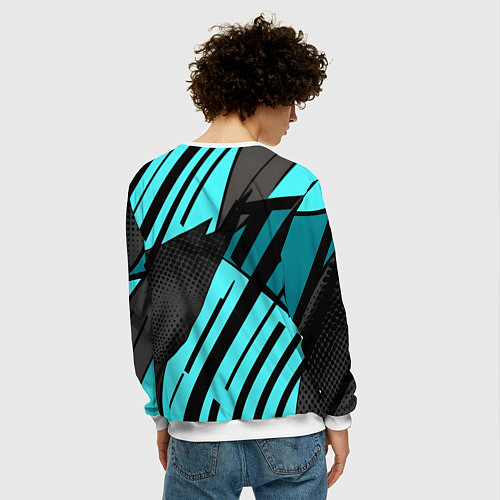 Мужской свитшот Спортивный динамичный / 3D-Белый – фото 4