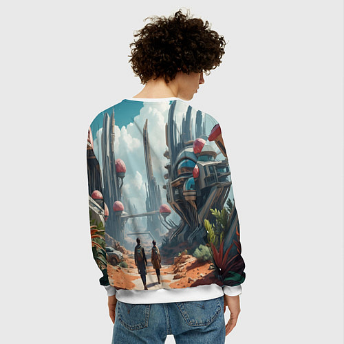 Мужской свитшот Планета фантастика / 3D-Белый – фото 4