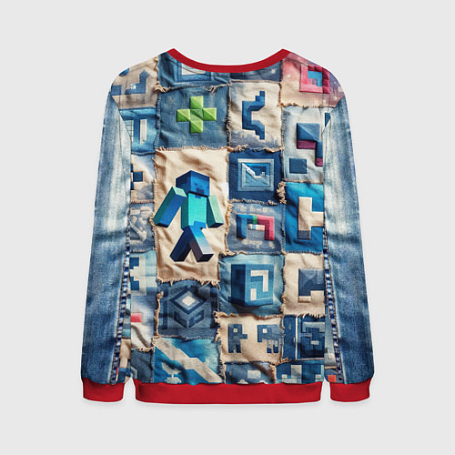 Мужской свитшот Minecraft шагает на пэчворк / 3D-Красный – фото 2