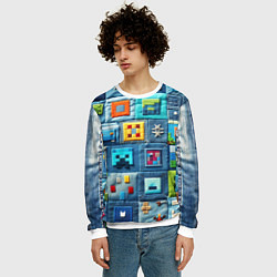 Свитшот мужской Minecraft на пэчворк дениме, цвет: 3D-белый — фото 2