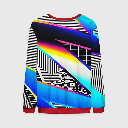 Мужской свитшот Neon stripes geometry / 3D-Красный – фото 2