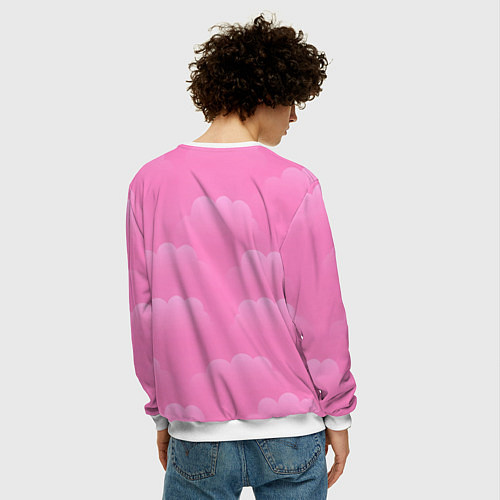 Мужской свитшот Куроми в розовых облаках / 3D-Белый – фото 4