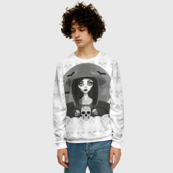 Свитшот мужской Ведьма, череп, Хэллоуин, цвет: 3D-белый — фото 2