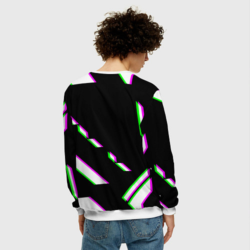 Мужской свитшот Quake глитч геометрия / 3D-Белый – фото 4