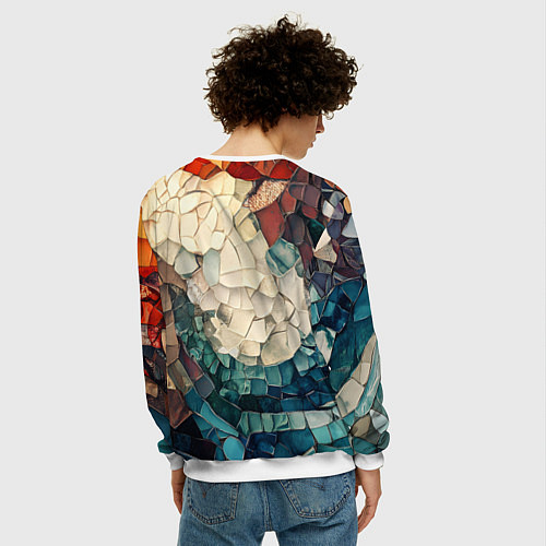 Мужской свитшот Мозаика в виде плитки / 3D-Белый – фото 4