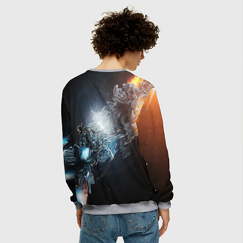 Мужской свитшот Космическая абстракция астероид / 3D-Меланж – фото 4