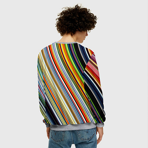 Мужской свитшот Разноцветные полосы абстракция / 3D-Меланж – фото 4