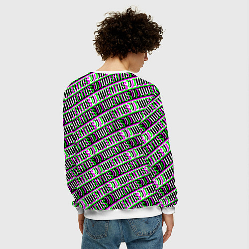 Мужской свитшот Juventus glitch pattern / 3D-Белый – фото 4