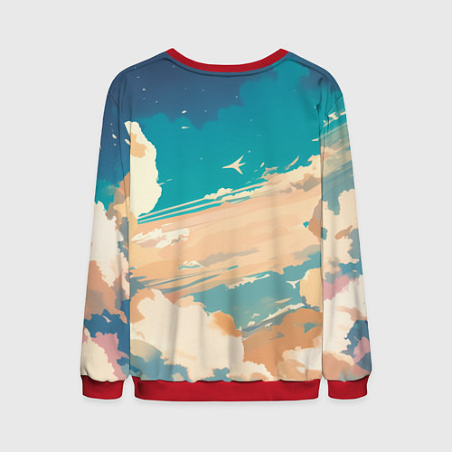 Мужской свитшот Дед Мороз сидит на змее / 3D-Красный – фото 2