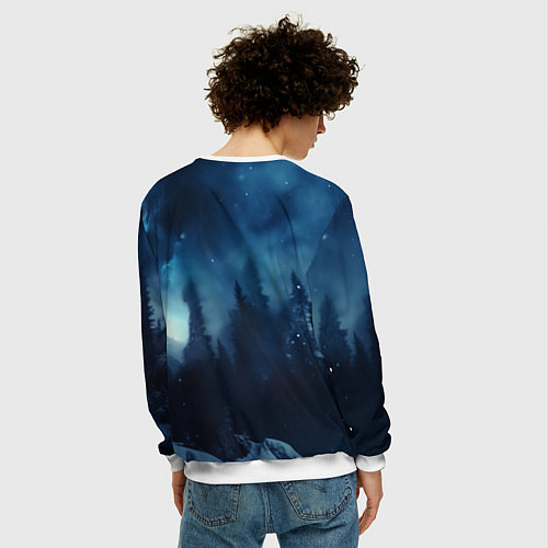 Мужской свитшот Голова волка и небо / 3D-Белый – фото 4