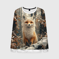 Свитшот мужской Бело-рыжая лиса, цвет: 3D-белый
