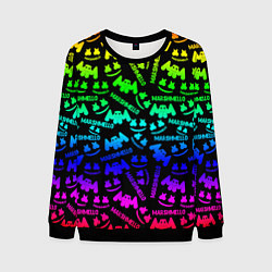 Свитшот мужской Marshmello neon steel pattern, цвет: 3D-черный