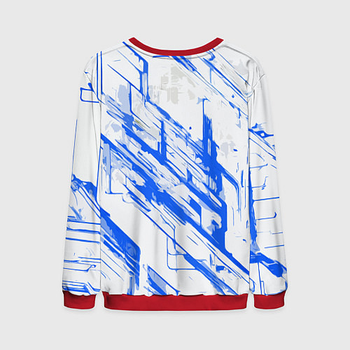 Мужской свитшот Синие полосы на белом фоне / 3D-Красный – фото 2