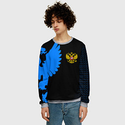 Свитшот мужской Герб РФ синий, цвет: 3D-меланж — фото 2