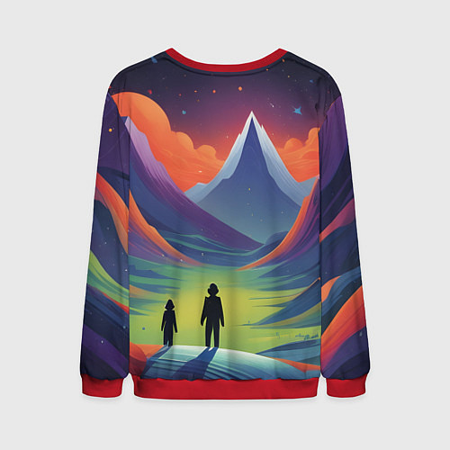 Мужской свитшот Фантастический красочный пейзаж / 3D-Красный – фото 2
