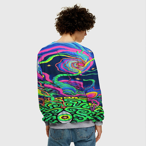Мужской свитшот Оптические волны психоделика / 3D-Меланж – фото 4