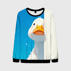 Свитшот мужской Белый гусь выглядывает из-за угла, цвет: 3D-черный