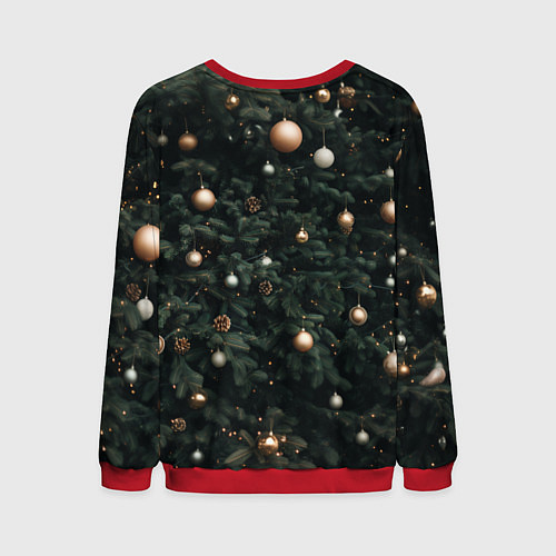 Мужской свитшот Паттерн - Новогодняя елка / 3D-Красный – фото 2