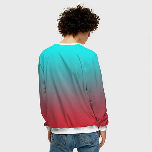 Мужской свитшот Абстрактно неоновый градиент / 3D-Белый – фото 4