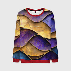 Свитшот мужской Фиолетовые и золотые волны, цвет: 3D-красный