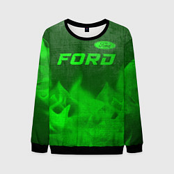 Свитшот мужской Ford - green gradient посередине, цвет: 3D-черный