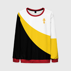 Свитшот мужской Мы русские с нами Бог малый желтый крест Николай I, цвет: 3D-красный
