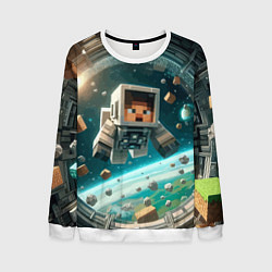Свитшот мужской An astronaut in outer space - Minecraft, цвет: 3D-белый